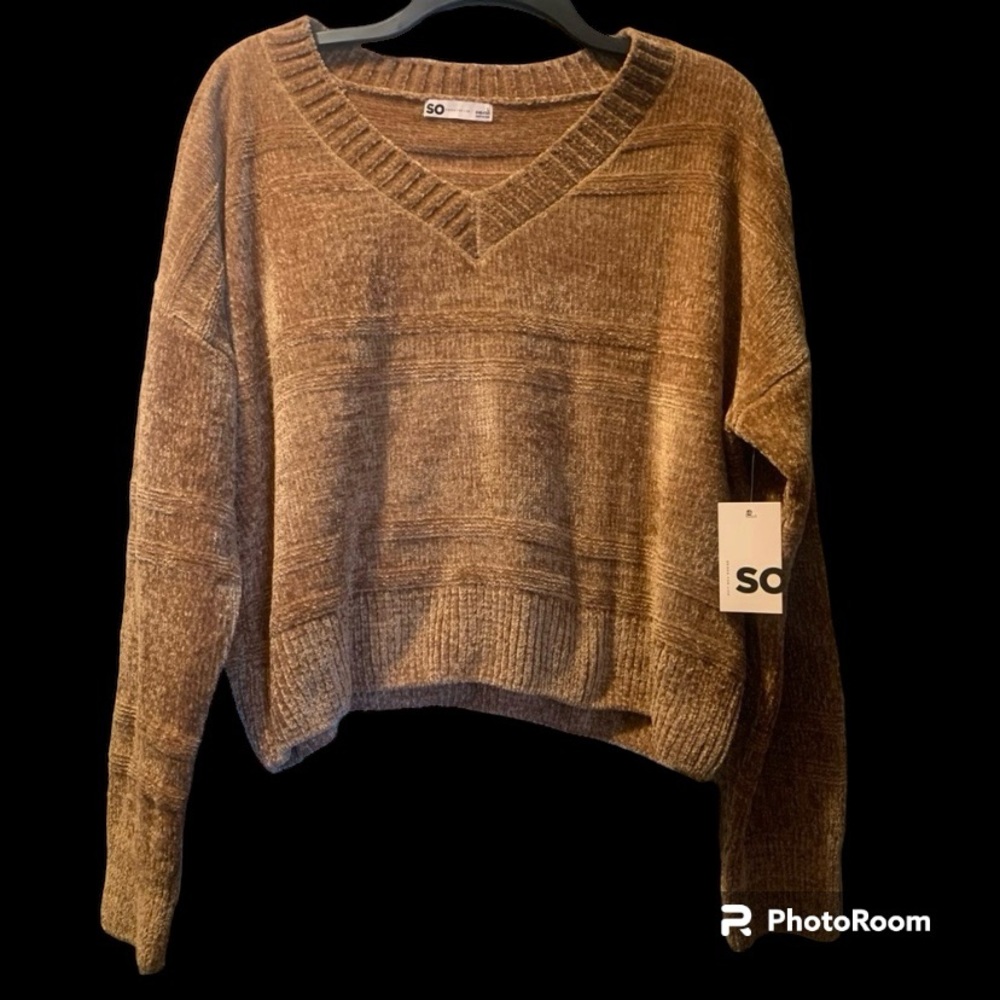 SO Chenille Vneck Pullover Sweater